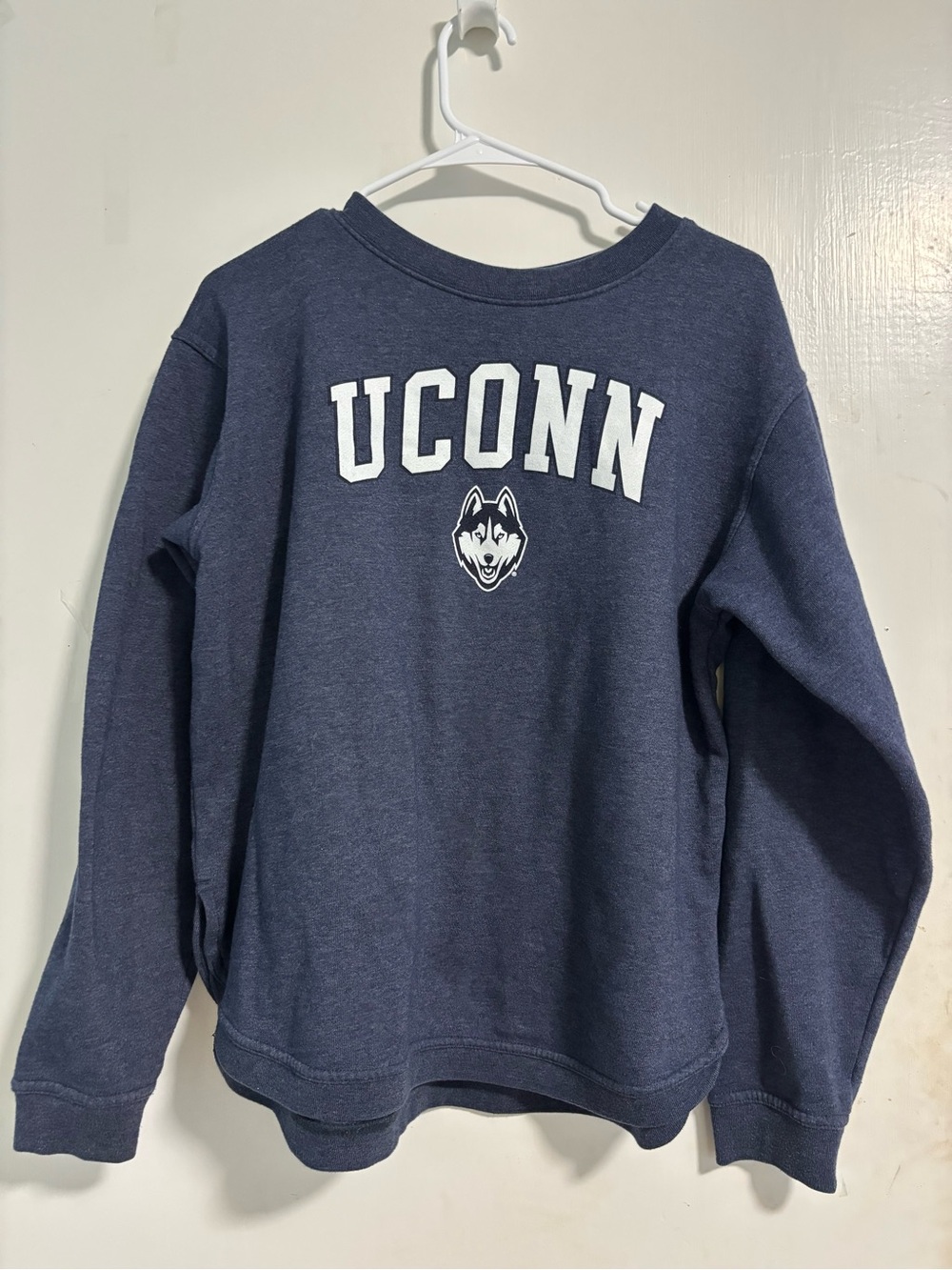 League Navy Blue UConn Crewneck Sweatshirt with White Print